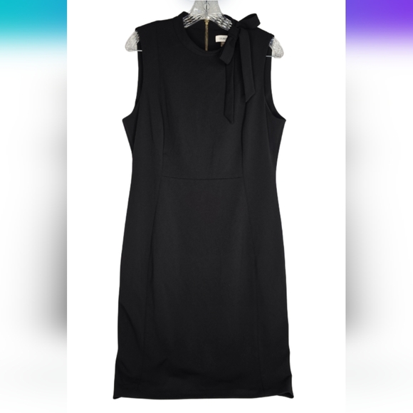 Calvin Klein Size 14 Bow-Neck Sheath Dress Black Classy Event D-1659 - Picture 7 of 12
